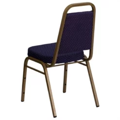 Bowery Hill Fabric/Metal Trapezoid Back Banquet Stacking Chair In Navy -CYMAX Sales 1816587 7 L
