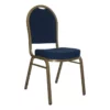 Bowery Hill Fabric/Metal Dome Back Banquet Stacking Chair In Blue -CYMAX Sales 1816591 1 L