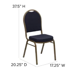 Bowery Hill Fabric/Metal Dome Back Banquet Stacking Chair In Blue -CYMAX Sales 1816591 11 L