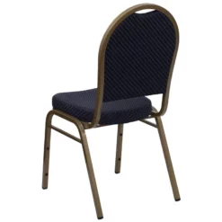 Bowery Hill Fabric/Metal Dome Back Banquet Stacking Chair In Blue -CYMAX Sales 1816591 5 L