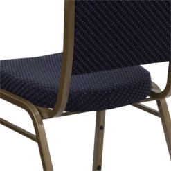 Bowery Hill Fabric/Metal Dome Back Banquet Stacking Chair In Blue -CYMAX Sales 1816591 7 L