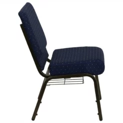 Bowery Hill Patterned Church Stacking Chair In Navy Blue 8 Bowery Hill Patterned Church Stacking Chair In Navy Blue -CYMAX Sales 1816593 2 L