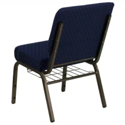 Bowery Hill Patterned Church Stacking Chair In Navy Blue 9 Bowery Hill Patterned Church Stacking Chair In Navy Blue -CYMAX Sales 1816593 3 L