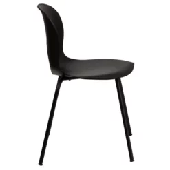 Bowery Hill Metal/Plastic Designer Cutout Back Stacking Chair In Black -CYMAX Sales 1816617 3 L