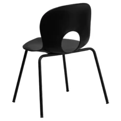 Bowery Hill Metal/Plastic Designer Cutout Back Stacking Chair In Black -CYMAX Sales 1816617 4 L