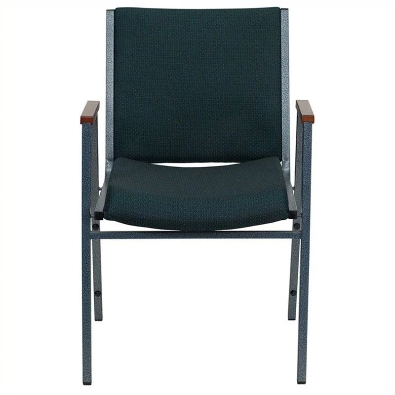 Bowery Hill Fabric/Metal Multipurpose Stacking Arm Guest Chair In Green 4 Bowery Hill Fabric/Metal Multipurpose Stacking Arm Guest Chair In Green - Image 2