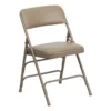Bowery Hill 17.5'' Vinyl/Steel Metal Heavy-Duty Folding Chair In Beige -CYMAX Sales 1816658 2 L