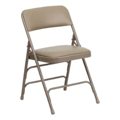 Bowery Hill 17.5'' Vinyl/Steel Metal Heavy-Duty Folding Chair In Beige