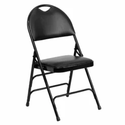 Bowery Hill Metal Folding Chair In Black