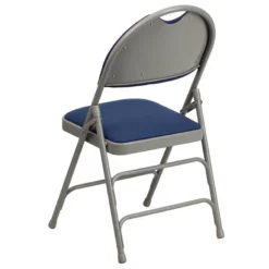 Bowery Hill Steel Metal/Fabric Folding Chair In Navy And Gray -CYMAX Sales 1816660 5 L