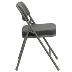 Bowery Hill Upholstered Metal Folding Chair In Gray -CYMAX Sales 1816661 1 L