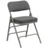 Bowery Hill Upholstered Metal Folding Chair In Gray