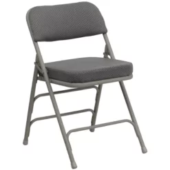 Bowery Hill Upholstered Metal Folding Chair In Gray