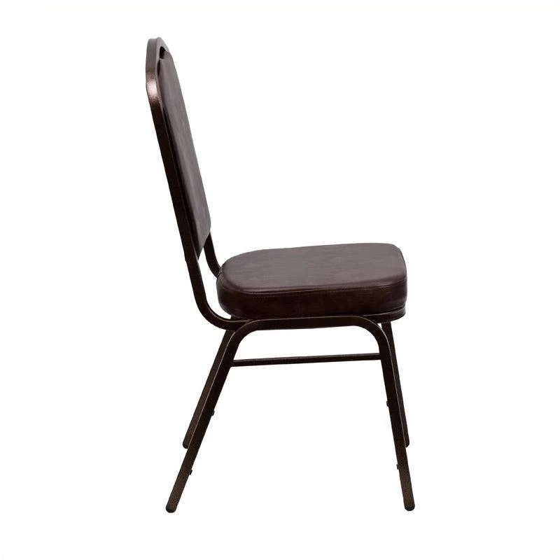 Bowery Hill Vinyl/Metal Crown Back Banquet Stacking Chair In Brown 4 Bowery Hill Vinyl/Metal Crown Back Banquet Stacking Chair In Brown - Image 2