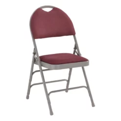 Bowery Hill 18.5'' Metal/Fabric Folding Chair In Burgundy Red/Gray