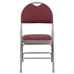 Bowery Hill 18.5'' Metal/Fabric Folding Chair In Burgundy Red/Gray -CYMAX Sales 1816699 3 L