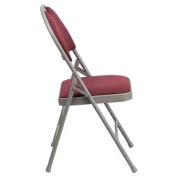 Bowery Hill 18.5'' Metal/Fabric Folding Chair In Burgundy Red/Gray -CYMAX Sales 1816699 4 L