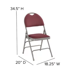 Bowery Hill 18.5'' Metal/Fabric Folding Chair In Burgundy Red/Gray -CYMAX Sales 1816699 7 L