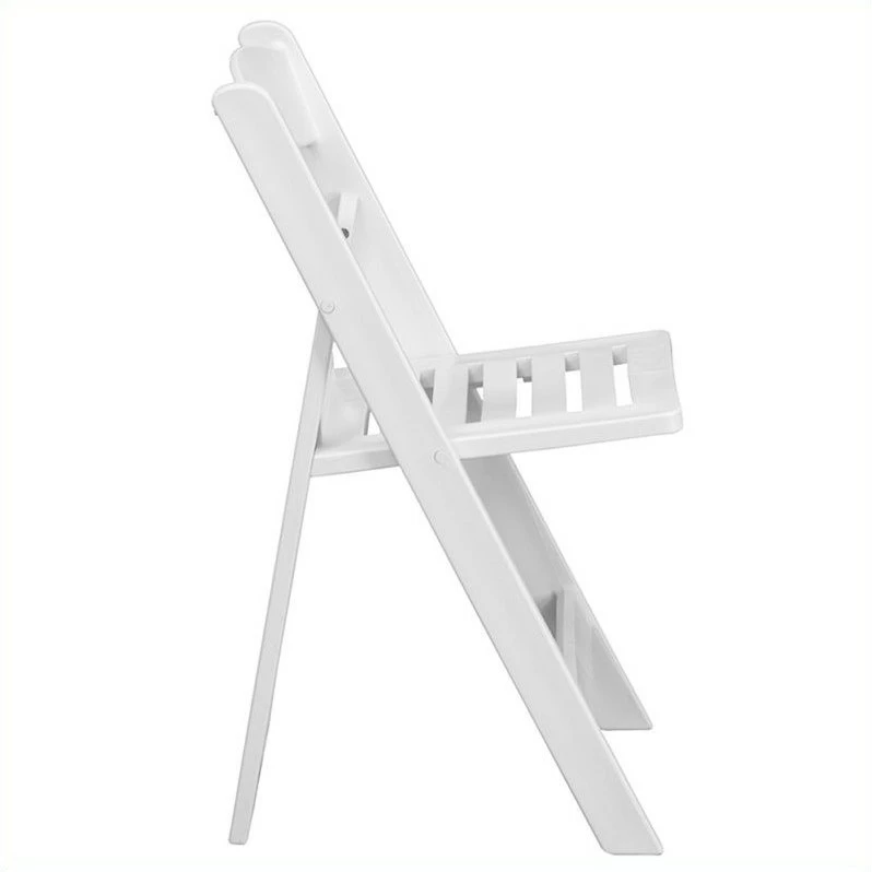 Bowery Hill Folding Chair With Slatted Seat In White 4 Bowery Hill Folding Chair With Slatted Seat In White - Image 2