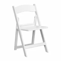 Bowery Hill Folding Chair With Slatted Seat In White