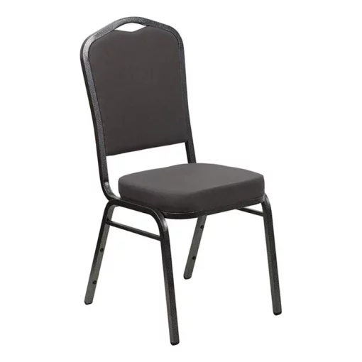 Bowery Hill Fabric/Metal Crown Back Banquet Stacking Chair In Gray -CYMAX Sales 1816706 2 L