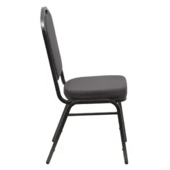 Bowery Hill Fabric/Metal Crown Back Banquet Stacking Chair In Gray -CYMAX Sales 1816706 3 L