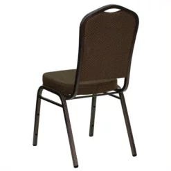 Bowery Hill Fabric/Metal Crown Back Banquet Stacking Chair In Brown -CYMAX Sales 1816803 7 L