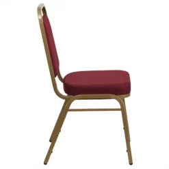 Bowery Hill Fabric/Metal Trapezoid Back Banquet Stacking Chair In Burgundy Red -CYMAX Sales 1816809 6 L