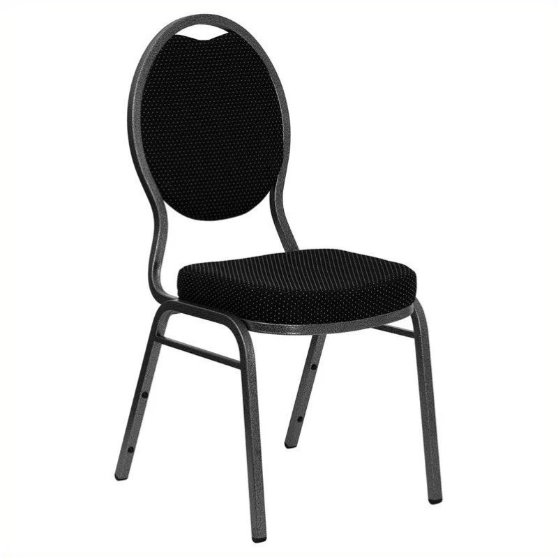 Bowery Hill Fabric/Metal Teardrop Back Stacking Chair In Black 4 Bowery Hill Fabric/Metal Teardrop Back Stacking Chair In Black - Image 2