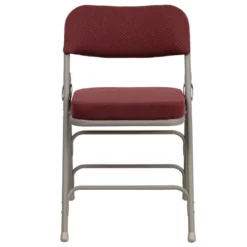 Bowery Hill Contemporary Fabric/Metal Folding Chair In Burgundy Red/Gray -CYMAX Sales 1816813 3 L