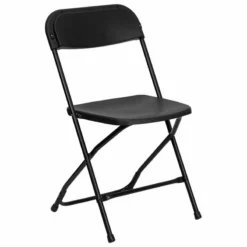 Bowery Hill Premium Plastic Folding Chair In Black