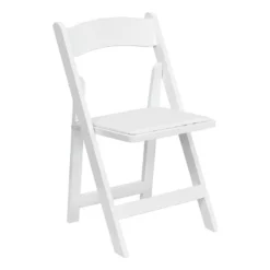 Bowery Hill Wood/Vinyl Indoor Or Outdoor Folding Chair In White