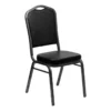Bowery Hill Vinyl/Steel Crown Back Banquet Stacking Chair In Black -CYMAX Sales 1816840 2 L