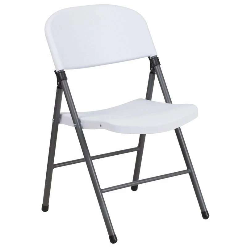 Bowery Hill Plastic Folding Chair In Gray And White 3 Bowery Hill Plastic Folding Chair In Gray And White