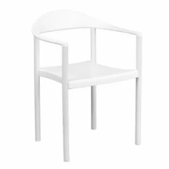 Bowery Hill Plastic Cafe Stack Stacking Chair In White