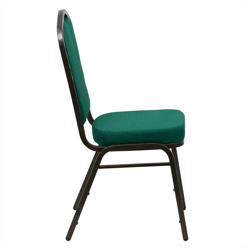 Bowery Hill Transitional Fabric/Metal Crown Back Banquet Stacking Chair In Green 4 Bowery Hill Transitional Fabric/Metal Crown Back Banquet Stacking Chair In Green - Image 2