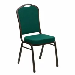 Bowery Hill Transitional Fabric/Metal Crown Back Banquet Stacking Chair In Green