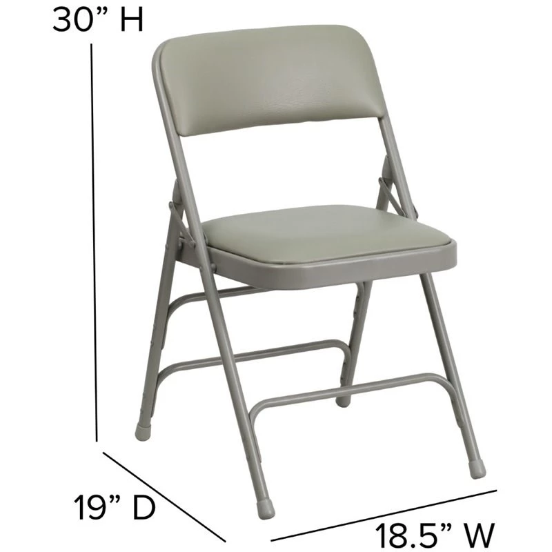 Bowery Hill Contemporary Upholstered Metal Folding Chair In Gray 5 Bowery Hill Contemporary Upholstered Metal Folding Chair In Gray - Image 3