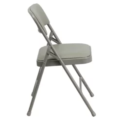 Bowery Hill Contemporary Upholstered Metal Folding Chair In Gray 12 Bowery Hill Contemporary Upholstered Metal Folding Chair In Gray -CYMAX Sales 1816871 4 L