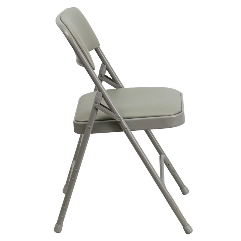 Bowery Hill Contemporary Upholstered Metal Folding Chair In Gray 7 Bowery Hill Contemporary Upholstered Metal Folding Chair In Gray - Image 5