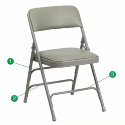 Bowery Hill Contemporary Upholstered Metal Folding Chair In Gray