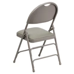 Bowery Hill Vinyl/Metal Triple Braced And Double Hinged Folding Chair In Gray -CYMAX Sales 1816873 5 L