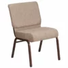 Bowery Hill Fabric Church Chair In Beige And Coppervein