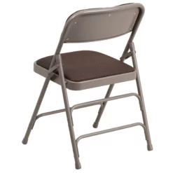 Bowery Hill Fabric/Metal 1"Thick Foam Folding Chair In Beige/Brown -CYMAX Sales 1816967 7 L
