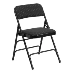 Bowery Hill Fabric/Metal 1"Thick Foam Folding Chair In Black
