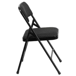 Bowery Hill Fabric/Metal 1"Thick Foam Folding Chair In Black -CYMAX Sales 1816968 6 L