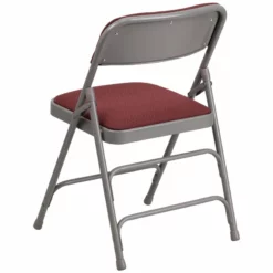 Bowery Hill Metal Folding Fabric Chair In Burgundy And Gray -CYMAX Sales 1816969 2 L