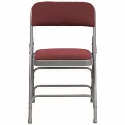 Bowery Hill Metal Folding Fabric Chair In Burgundy And Gray -CYMAX Sales 1816969 3 L