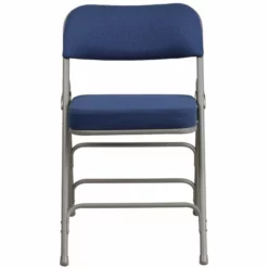Bowery Hill Fabric/Metal 2.5"Thick Foam Folding Chair In Navy/Gray -CYMAX Sales 1816970 3 L