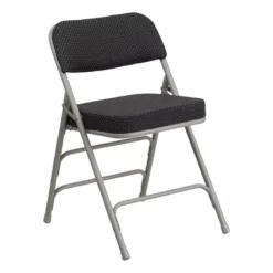 Bowery Hill Fabric/Metal 2.5"Thick Foam Folding Chair In Black/Gray